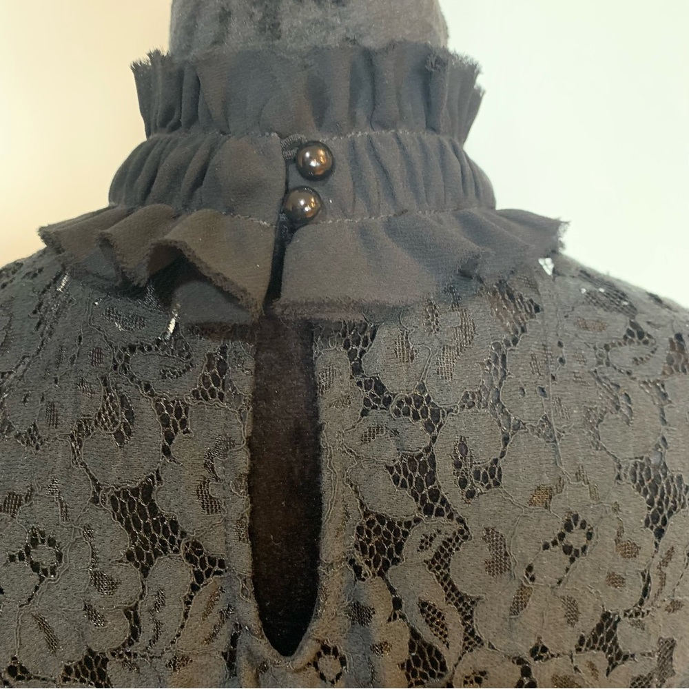 Tuckernuck Womens Small Black Lace Lined Ruffle Blouse - Picture 7 of 9